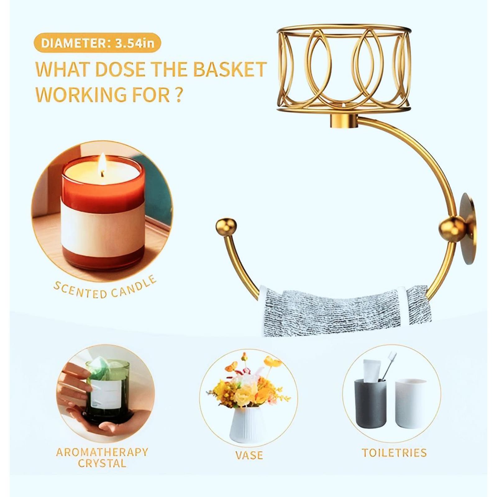 Hand Towel Holder For Bathroom Wall, Bathroom Decor, Wall Mounted Towel Hook With Cut Candle Holder_voghion.com